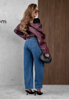 Pantaloni din denim wide leg z ozdobnymi guzikami Autumn Femme albastre