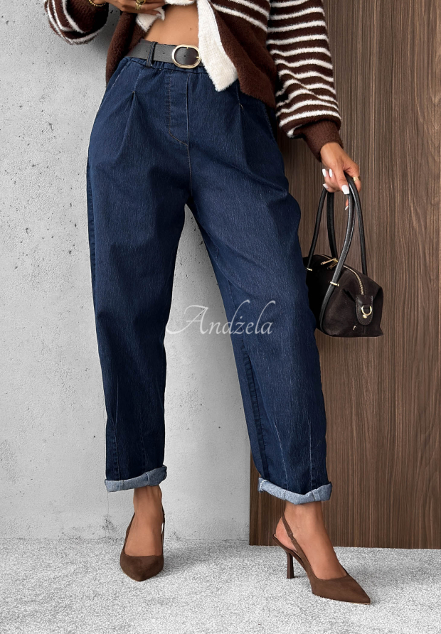 Blugi mom fit cu curea Modern Shape