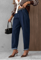 Pantaloni din denim mom fit Modern Shape ciemnoniebieskie