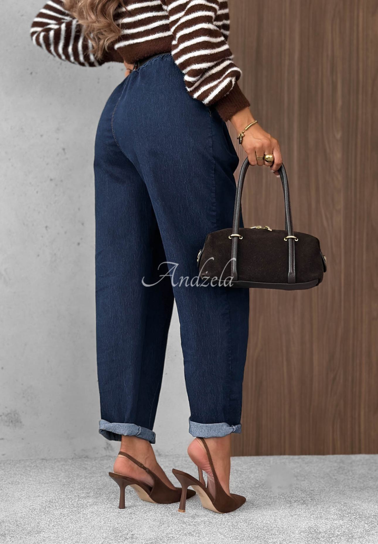 Blugi mom fit cu curea Modern Shape