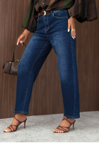Pantaloni din denim z paskiem Something More ciemnoniebieskie