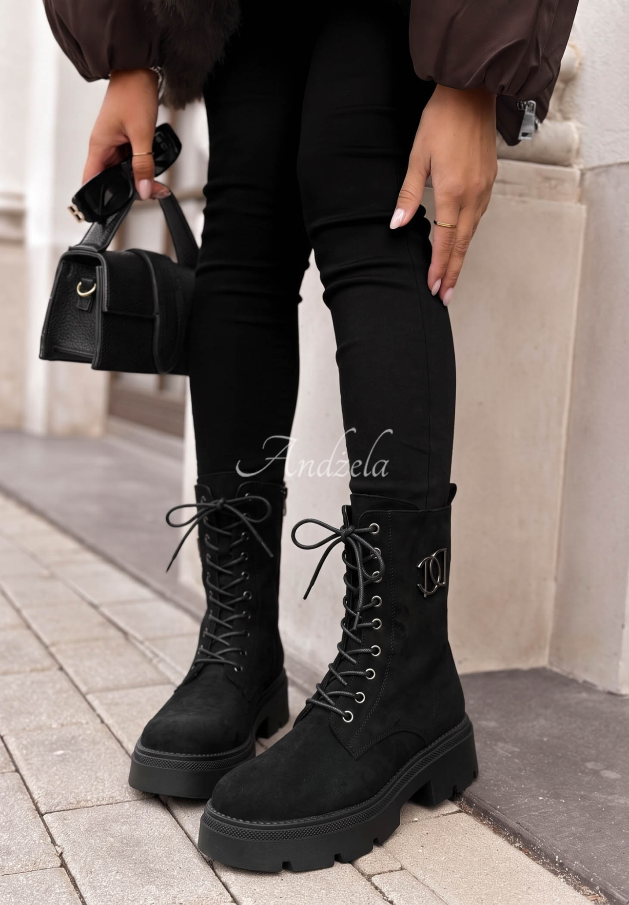 Botine din piele întoarsă cu șireturi Before The Rain