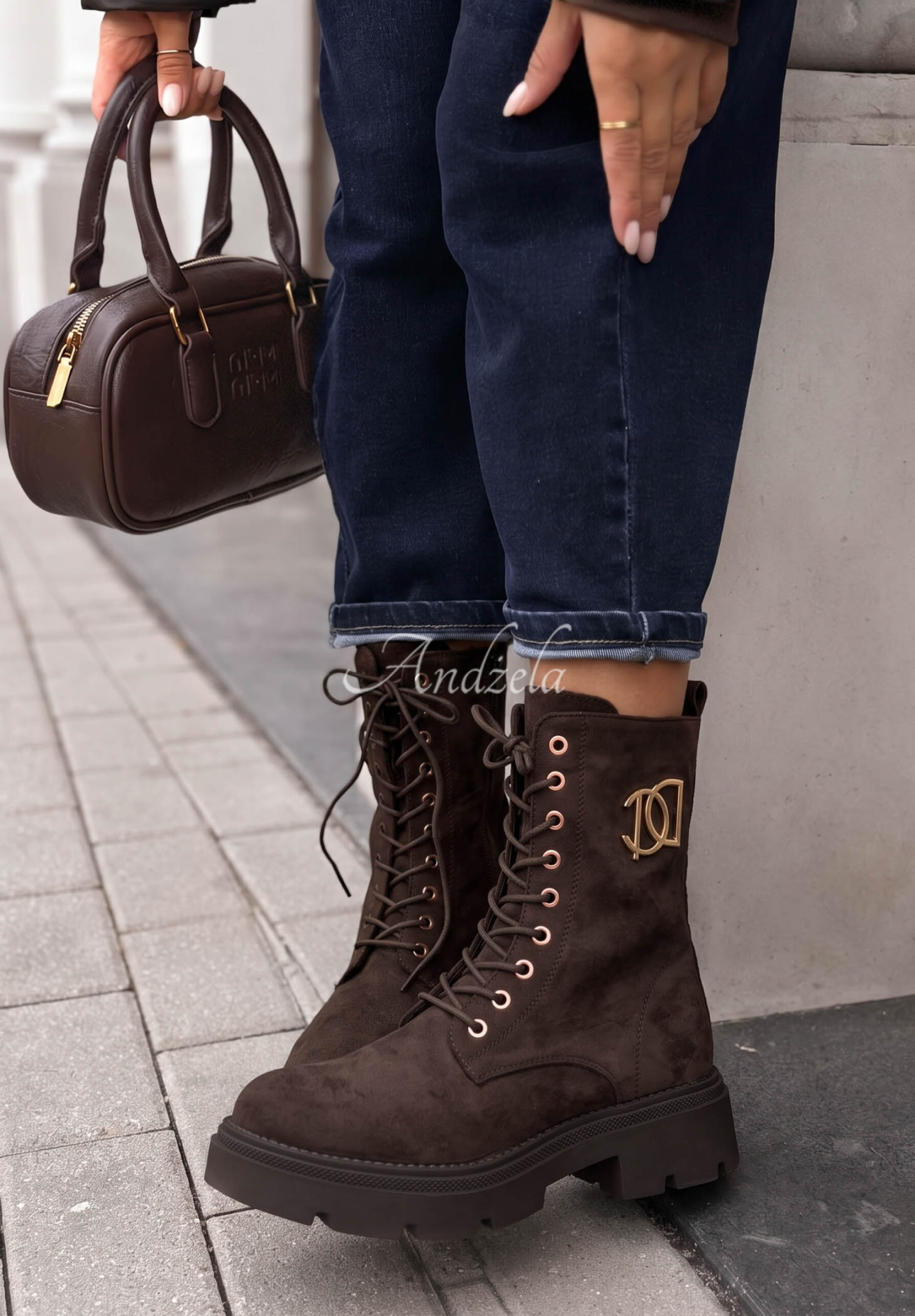 Botine din piele întoarsă cu șireturi Before The Rain