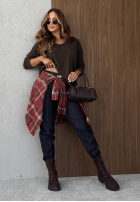 Bluză longsleeve z dekoltem w serek Daily Style burgundowa