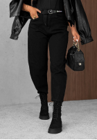 Pantaloni din denim banana z paskiem Think Twice negre