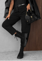 Pantaloni din denim banana z paskiem Think Twice negre