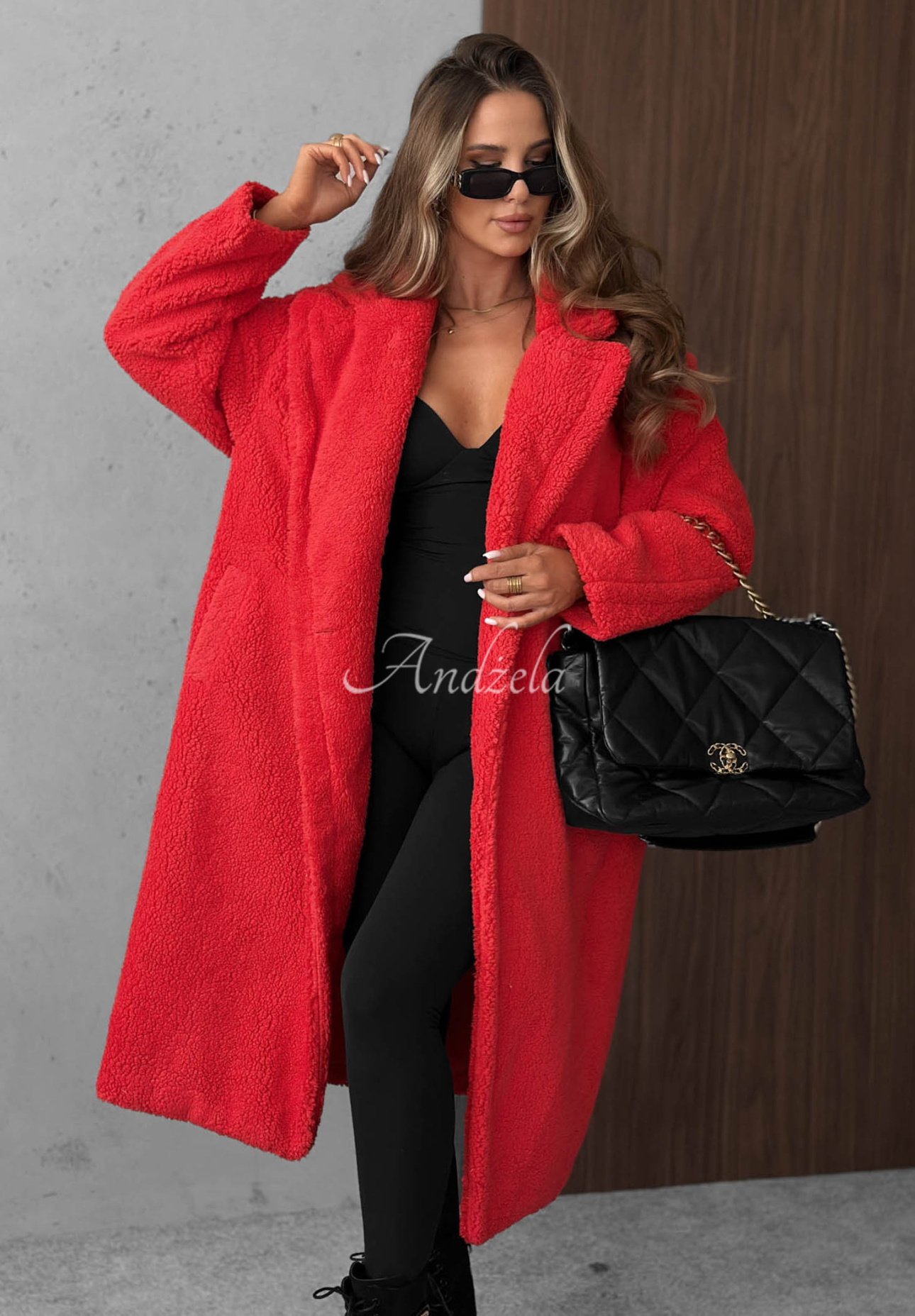 Pardesiu lung din imitație de lână de miel cu guler Frosty Sweets