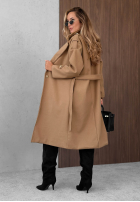 Długi Palton  z kołnierzem i paskiem Autumn Daydream camel