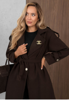 Długi Palton  z kołnierzem i paskiem Autumn Daydream camel