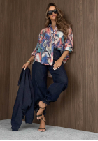 Asymetryczna Cămașă cu modele Forever More pomarańczowo-albastru cobalt