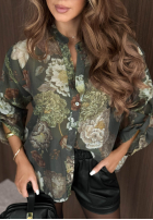 Lekka Cămașă w kwiaty Fall Bloom kaki
