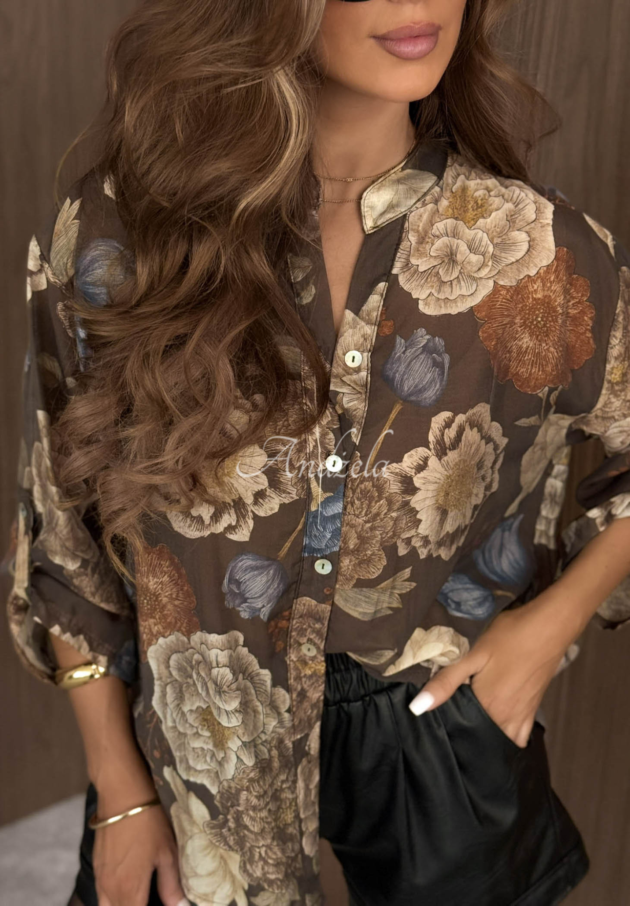 Cămașă ușoară cu imprimeu floral din Tencel Fall Bloom