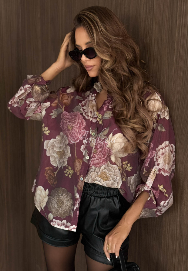 Cămașă ușoară cu imprimeu floral din Tencel Fall Bloom