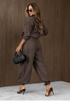 din material textil Pantaloni z paskiem Fall Whisper ciocolatii