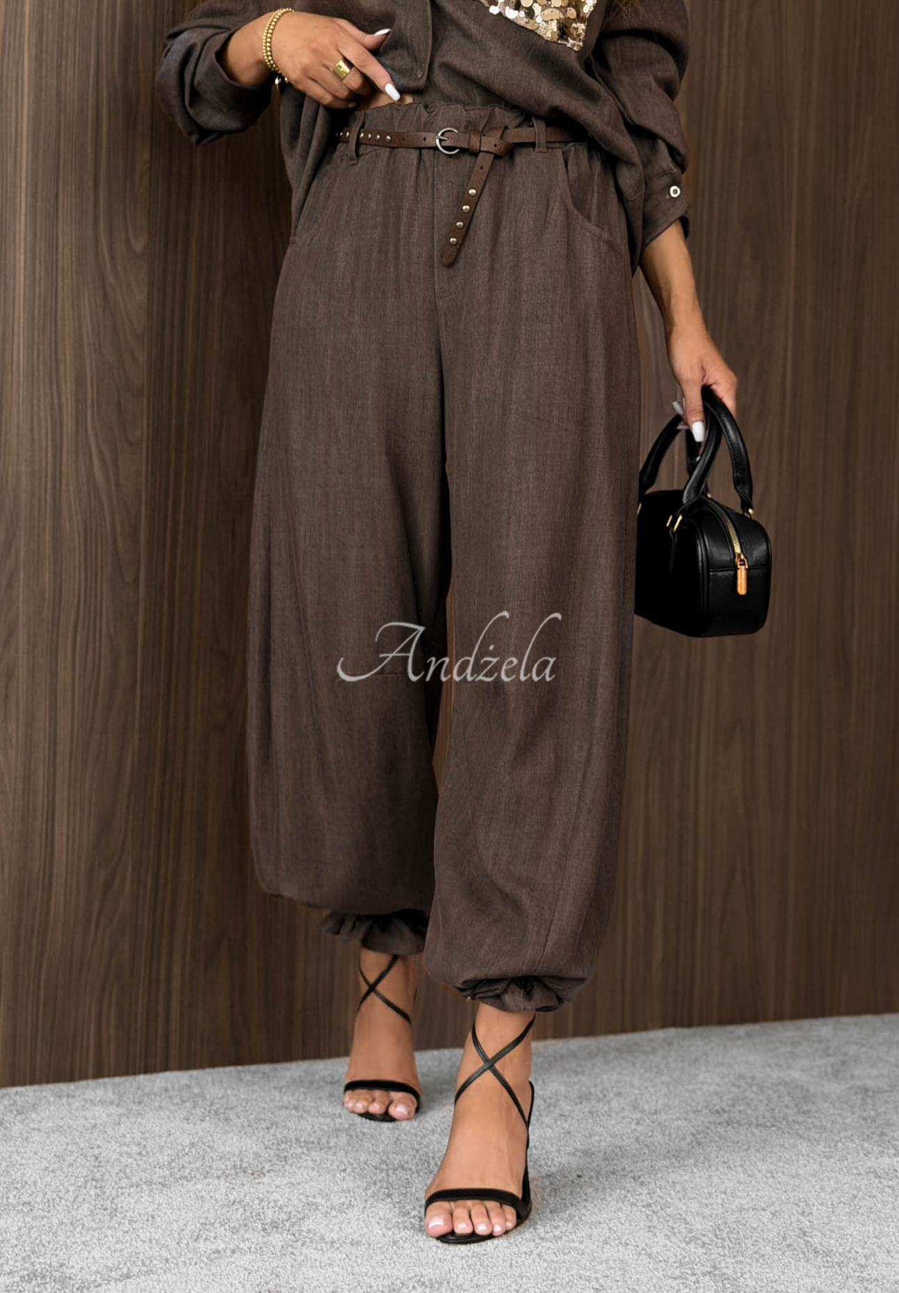 Pantaloni din lyocell cu curea Fall Whisper
