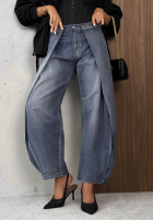 Pantaloni din denim mom fit Hazy Silence albastre