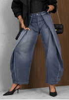 Pantaloni din denim mom fit Hazy Silence albastre