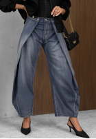 Pantaloni din denim mom fit Hazy Silence albastre