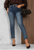 Pantaloni din denim z paskiem Something Simple albastre
