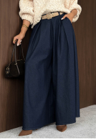 din material textil Pantaloni z zakładkami i paskiem Cloud Nine bluemarin