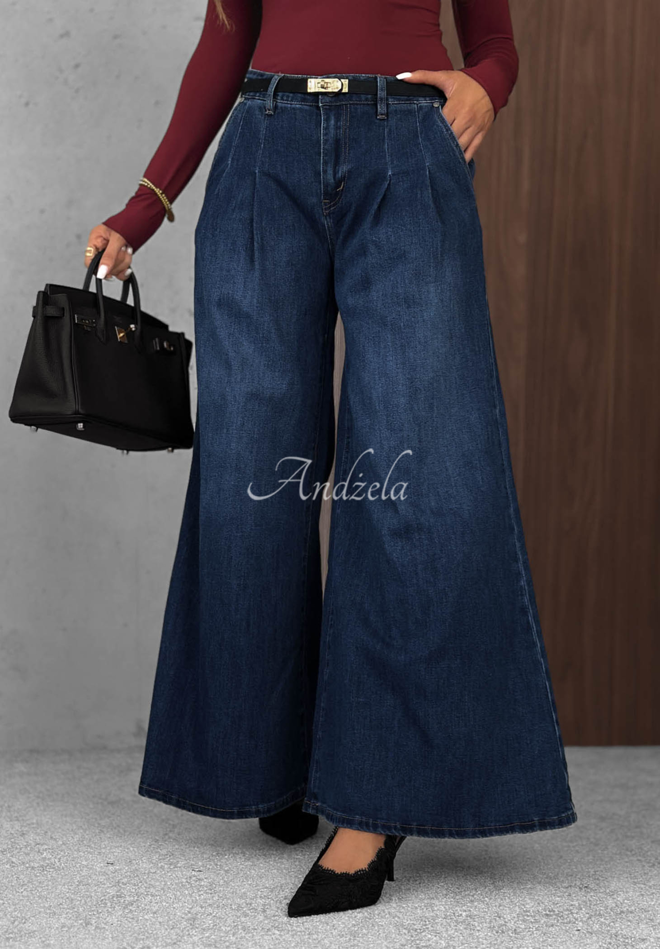 Blugi cu croială wide leg Quiet Tones