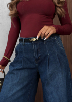 Pantaloni din denim wide leg Quiet Tones ciemnoniebieskie
