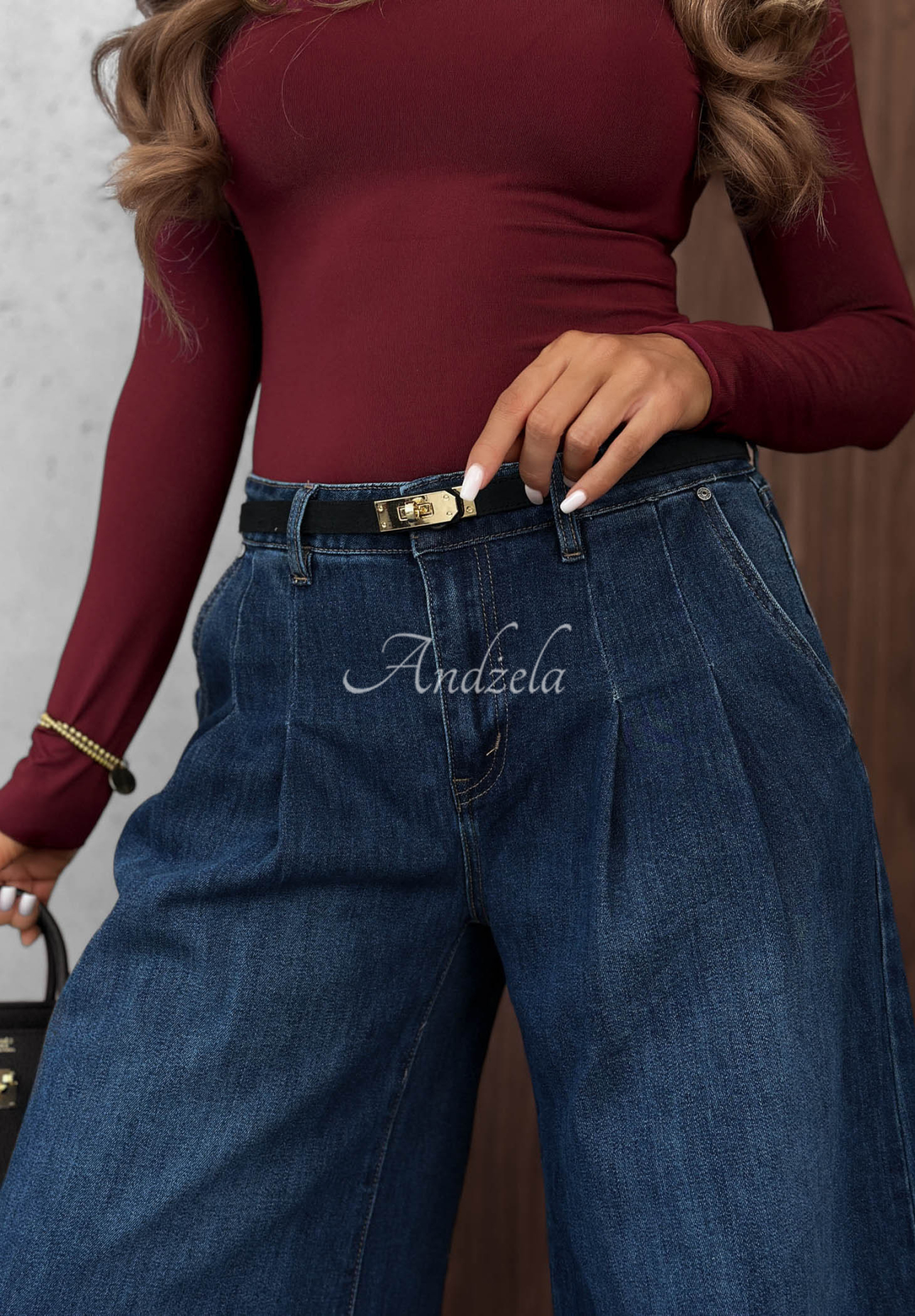 Blugi cu croială wide leg Quiet Tones