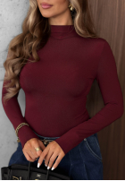 Bluză longsleeve z półgolfem Femme Desire ciocolatie