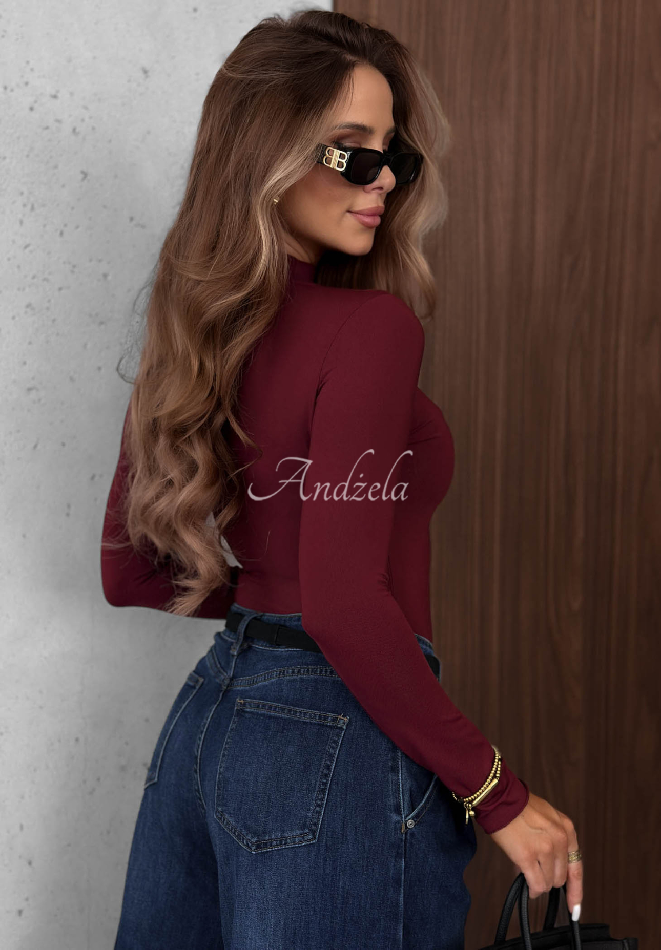 Bluză din vâscoză cu mânecă lungă și guler înalt Femme Desire
