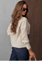 Prążkowany Pulover z jeansowymi kieszeniami Cozy Grace ciocolatiu