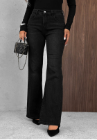 Pantaloni din denim dzwony Foggy Day ciocolatii