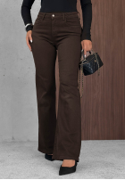 Pantaloni din denim dzwony Foggy Day ciocolatii