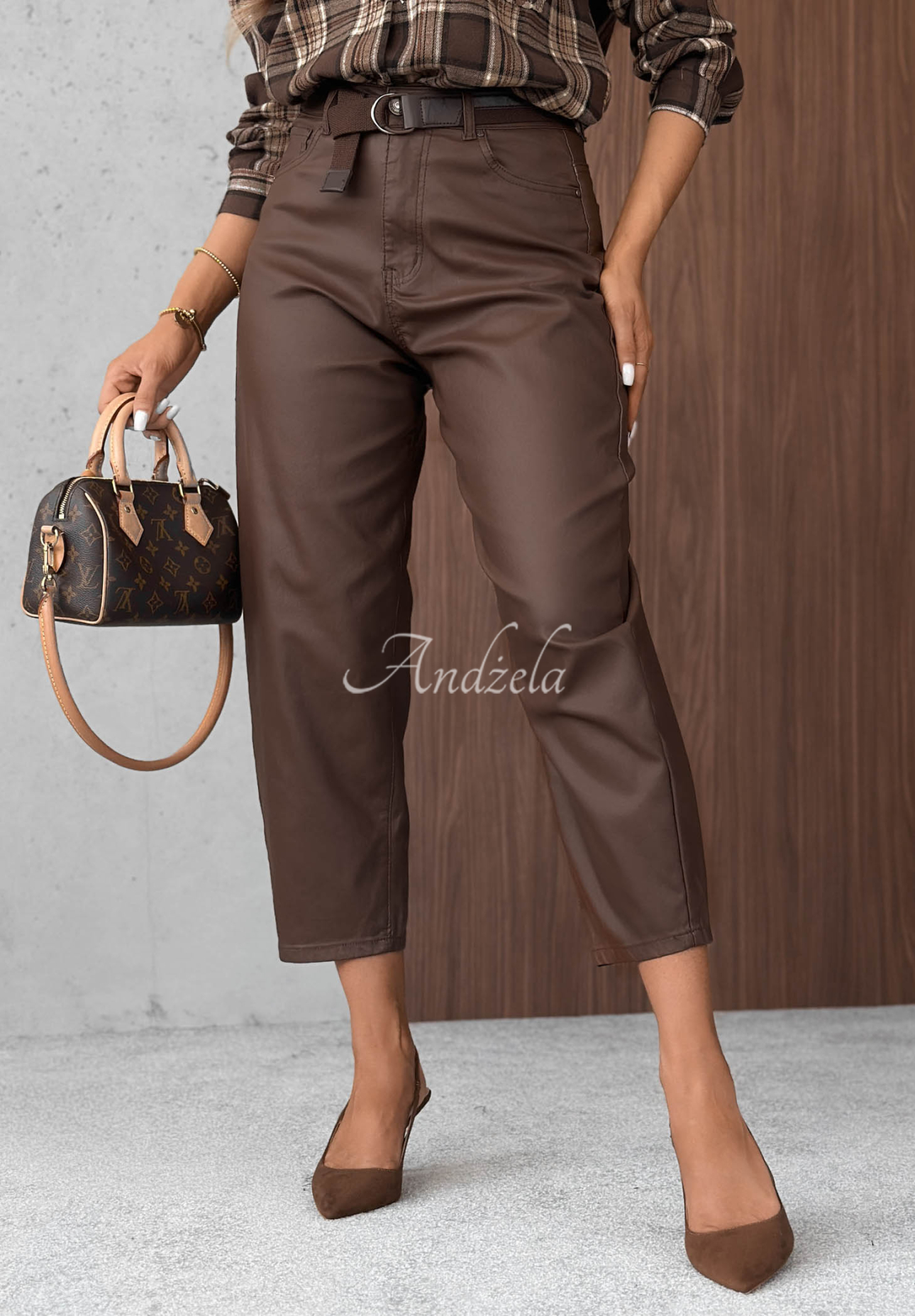 Pantaloni balloon din piele cu curea Not Really