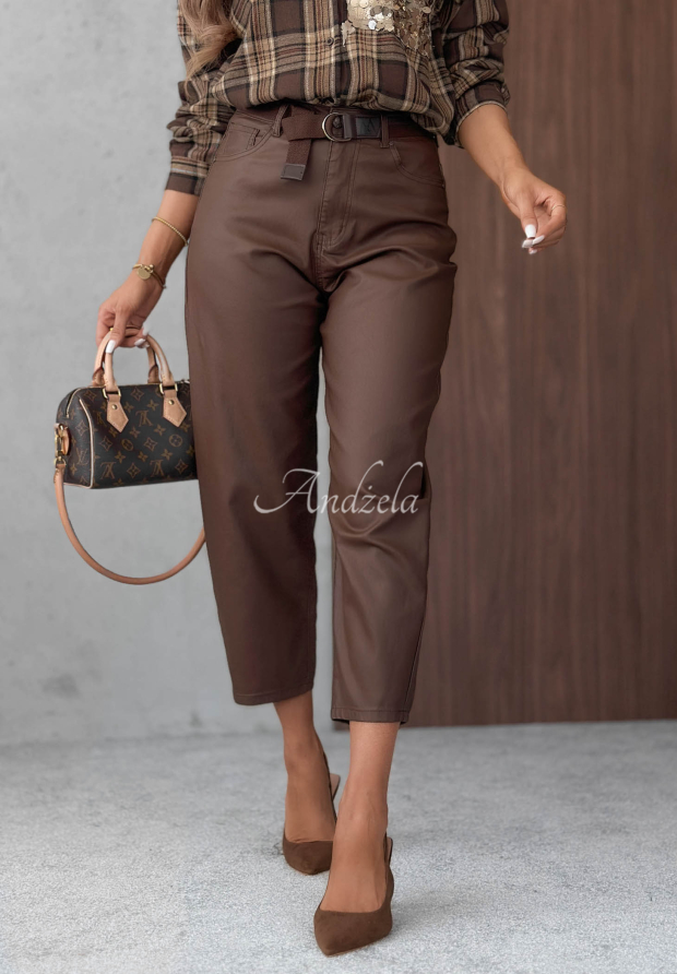 Pantaloni balloon din piele cu curea Not Really