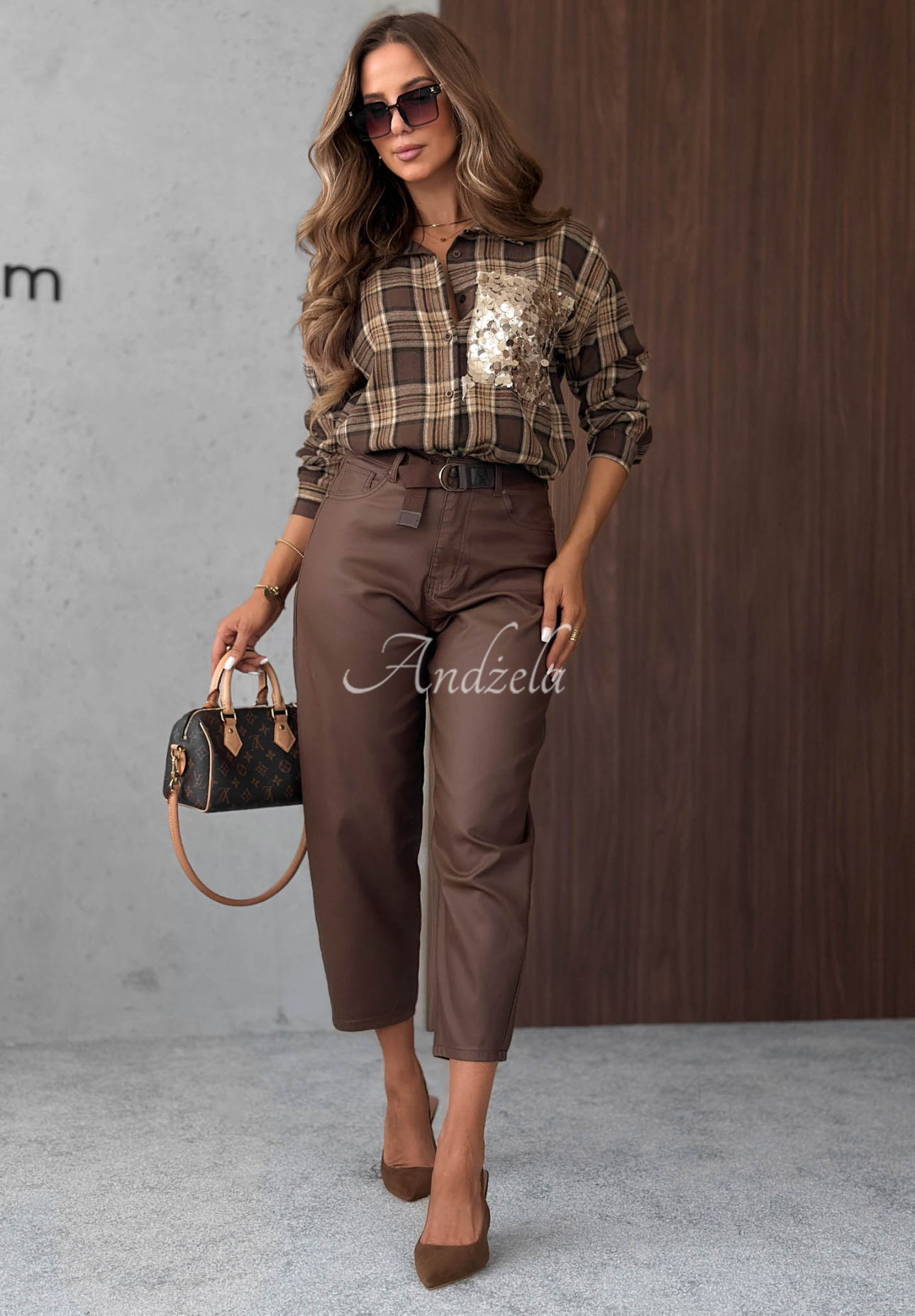 Pantaloni balloon din piele cu curea Not Really