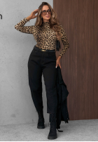 Bluză longsleeve z półgolfem Femme Desire ciocolatie