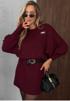Dzianinowa Rochie oversize z paskiem Soft Dream ciocolatie