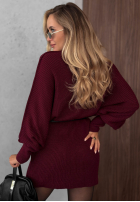 Dzianinowa Rochie oversize z paskiem Soft Dream ciocolatie