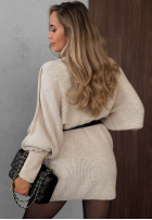 Dzianinowa Rochie oversize z paskiem Soft Dream ciocolatie
