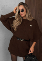 Dzianinowa Rochie oversize z paskiem Soft Dream ciocolatie