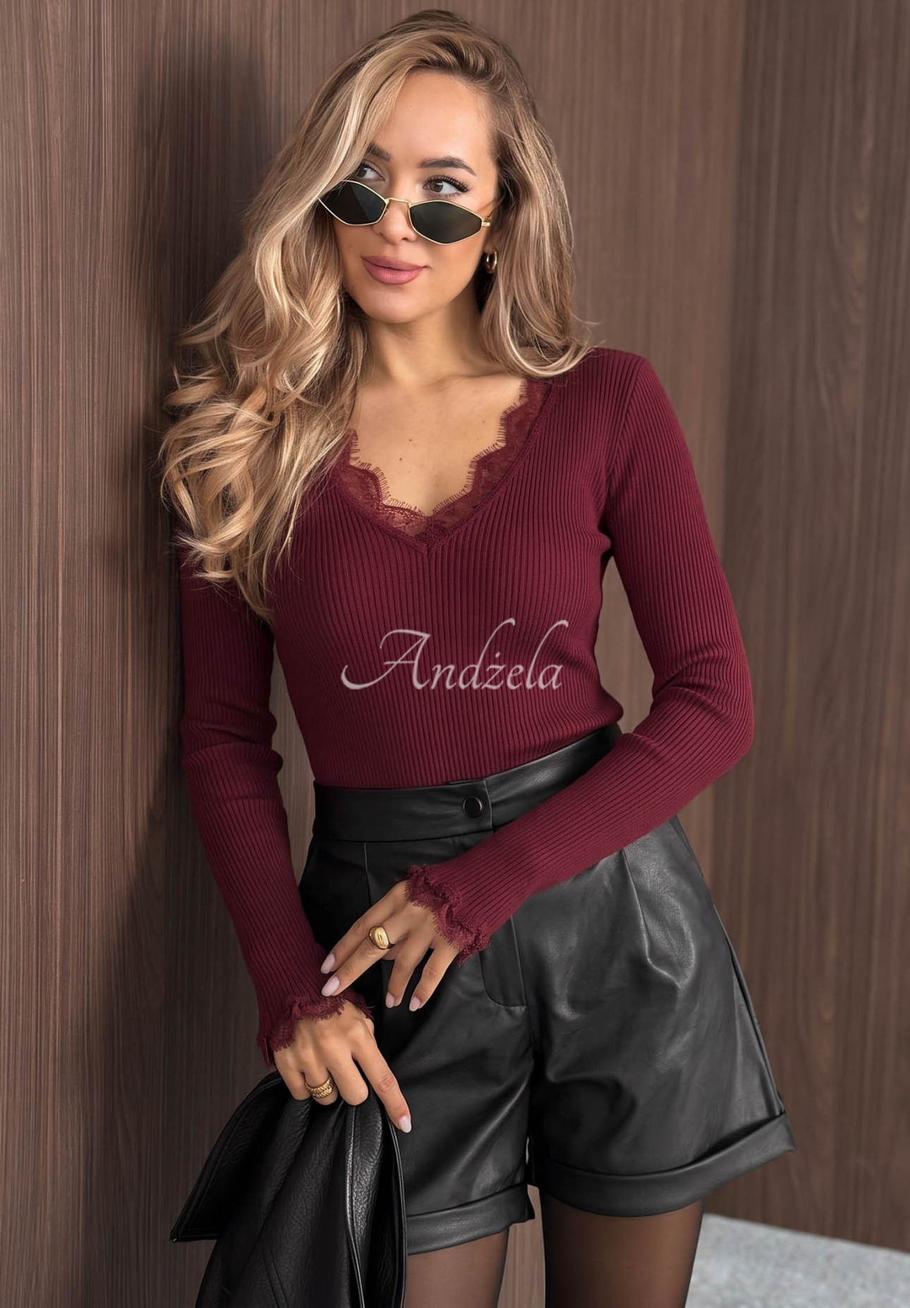 Bluză cu mânecă lungă din vâscoză cu dantelă Soft Beauty