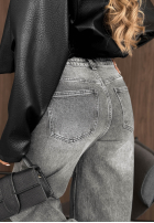 Pantaloni din denim wide leg Daily Denim gri