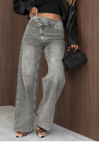 Pantaloni din denim wide leg Daily Denim gri
