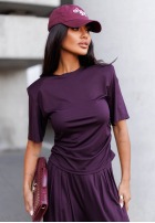 Compleu Bluză i Pantaloni wide leg Maybe Tonight śliwkowy