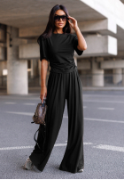 Compleu Bluză i Pantaloni wide leg Maybe Tonight śliwkowy
