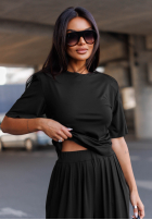 Compleu Bluză i Pantaloni wide leg Maybe Tonight śliwkowy