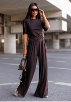 Compleu Bluză i Pantaloni wide leg Maybe Tonight śliwkowy