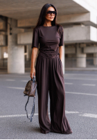 Compleu Bluză i Pantaloni wide leg Maybe Tonight śliwkowy