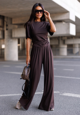 Pantaloni din viscoză wide leg cu pliuri Maybe Tonight
