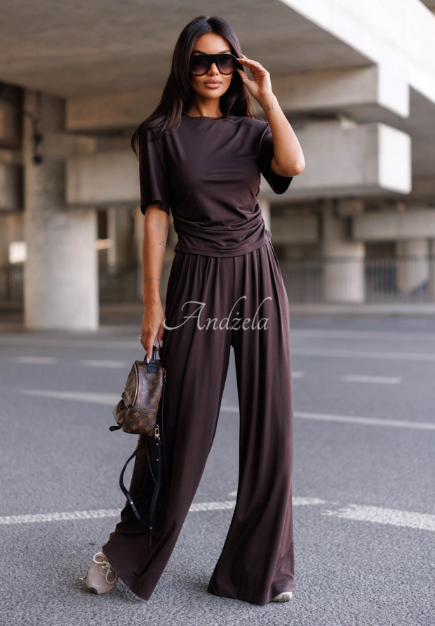 Pantaloni din viscoză wide leg cu pliuri Maybe Tonight